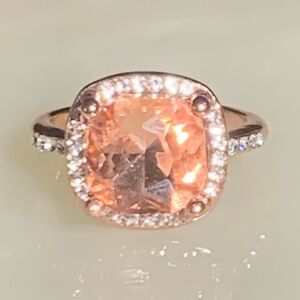 Rose Gold Pink Crystal Ring 7.5